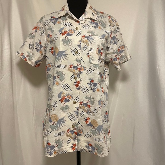 Pendleton Hula Girl Tropical Hawaiian pineapple papaya Short Sleeve button - Picture 1 of 4